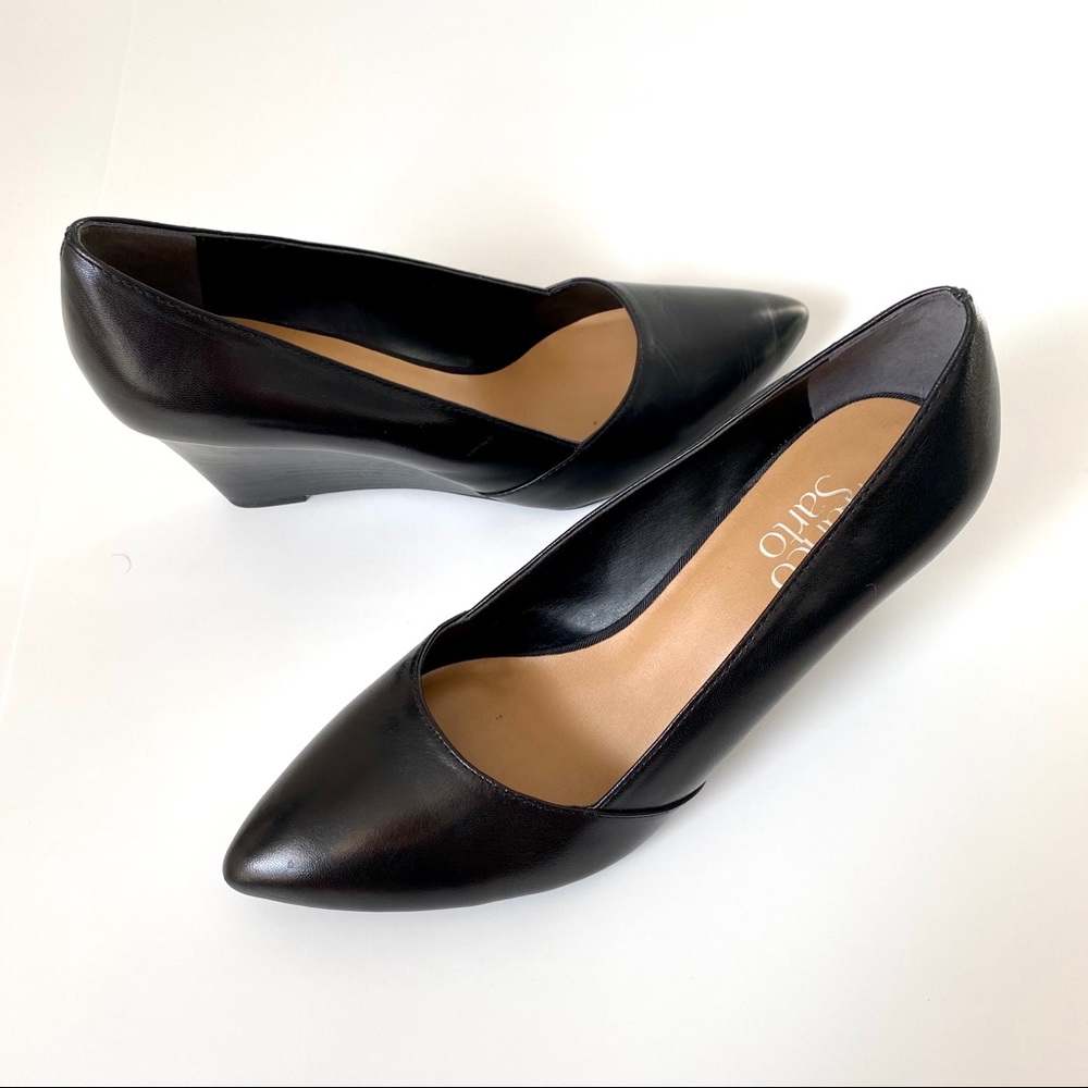 Franco Sarto Classic Black heel wedges size 8